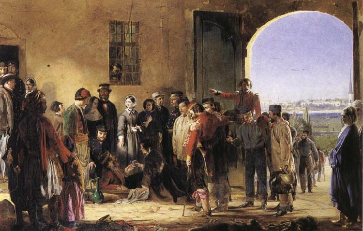 Jerry Barrett The Mission of Merey:Florence Nightingale Receiving the Wounded at Scutari China oil painting art